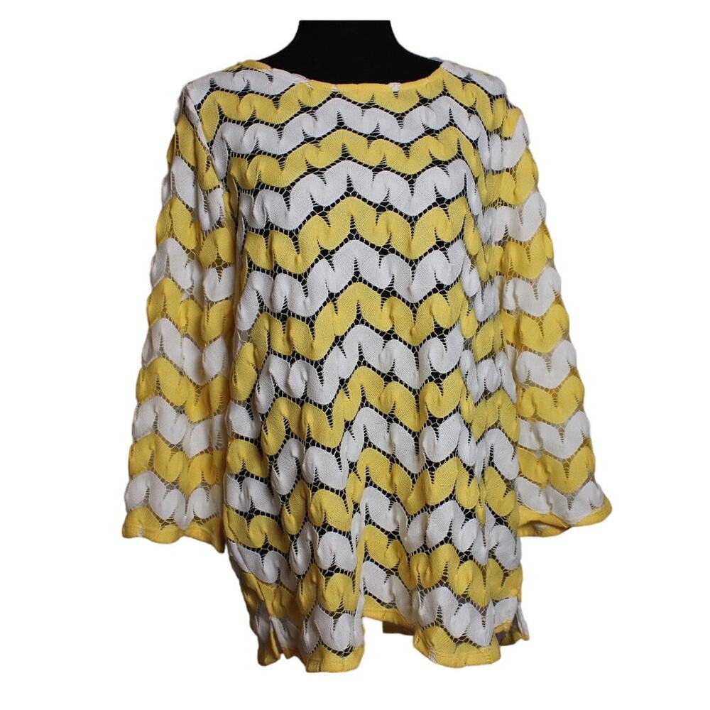 Erin London  Womens XL yellow and white‎ top 3/4 sleeve